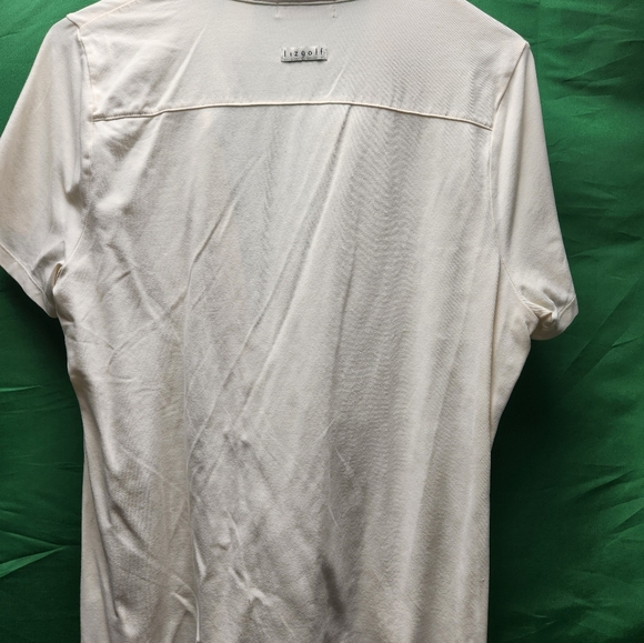 Liz tan golf shirt with breast pockets size large - Picture 3 of 3